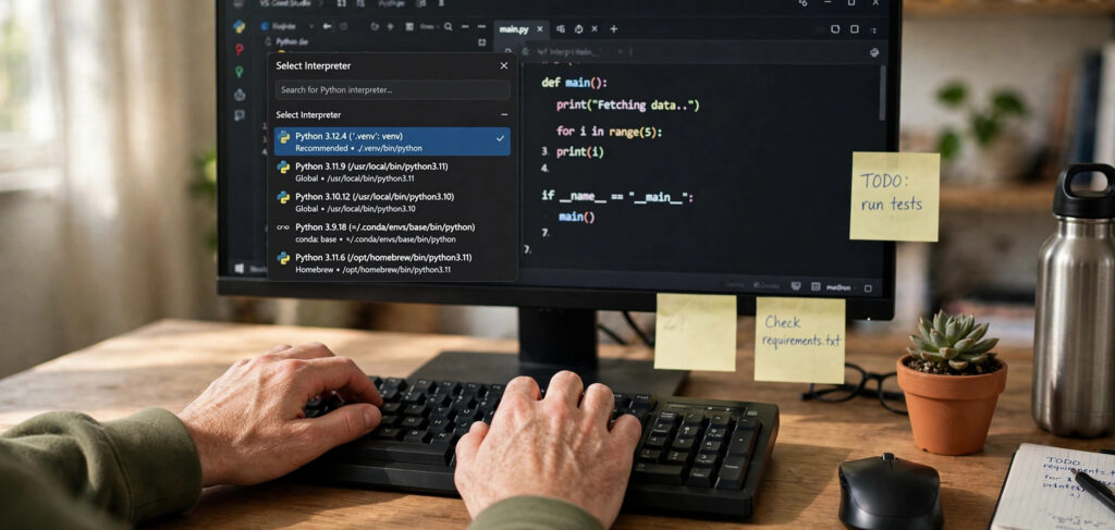 Selecting the Python interpreter in VS Code to fix not recognized error