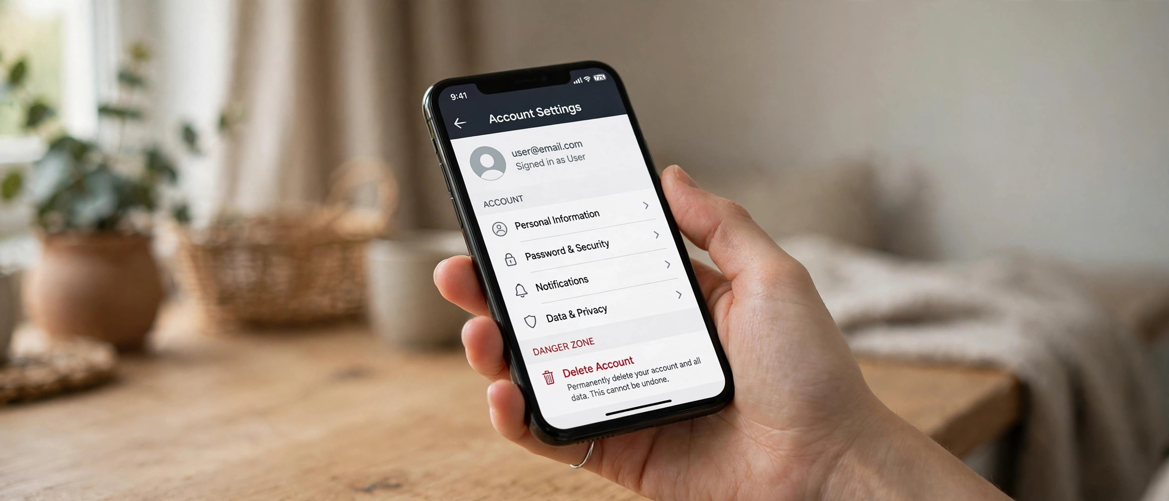 How to delete OnlyFans account permanently: smartphone showing account settings page