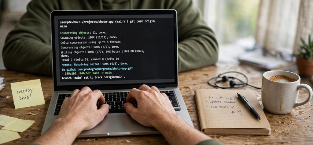Typing git push commands in terminal to deploy website on GitHub Pages